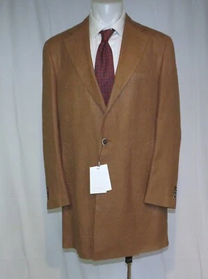 Suitsupply Vicenza Silk Linen Cotton Brown Weave Three Roll Two Overcoat 46R NWT - Image 1 of 4