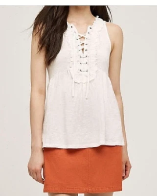 Anthropologie Deletta Lace Up Front Blouse Shirt CottageCore Fall Womens XS - Image 1 of 4