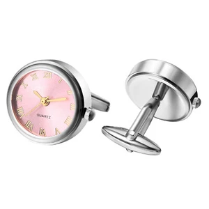 2pcs Men Shirt Cufflinks Working Watch Quartz Movement for Wedding Business Gift - Picture 1 of 41