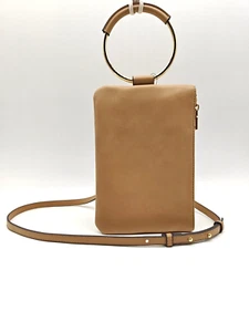 INC Charlii bangle handle faux-leather women's crossbody bag clutch - CAMEL/TAN - Picture 1 of 11