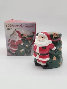 Santa Ceramic Mug Christmas Celebrate the Season Hand Decorated Ceramic Vintage - Picture 1 of 14