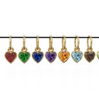 5mm Heart Shape Diamond Gemstone Charm Pendant 14k 18k Solid Gold Bezel Pendant - Image 1 of 4
