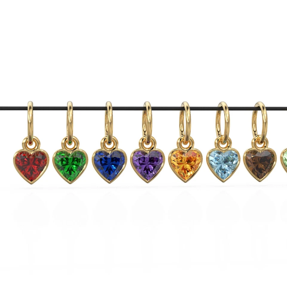 5mm Heart Shape Diamond Gemstone Charm Pendant 14k 18k Solid Gold Bezel Pendant - Image 1 of 4