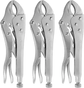 3Pcs 10 Inch VISE-GRIP, Curved Jaw Locking Pliers with Wire Cutter, Vice Grip L - Picture 1 of 12