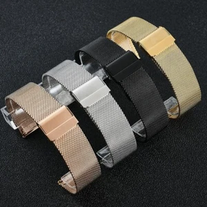Men Women Stainless Steel Watch Band Folding Buckle Strap Metal Quick Release - Picture 1 of 11