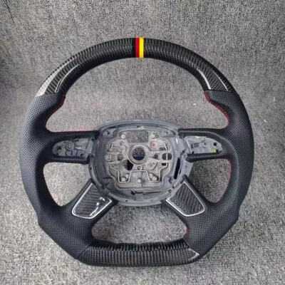 Custom Carbon Fiber Perforated leather Red line Steering Wheel For 2013 Audi A4 - Изображение 1 из 4