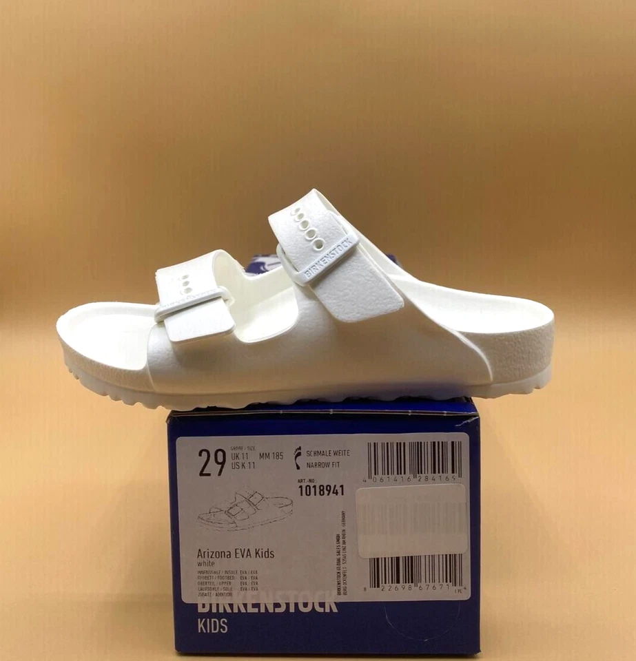 Birkenstock Kid's Arizona EVA Narrow Fit WHITE - 1018941 - US Size C11 EUR 29