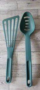 Rachael Ray Kitchen Utensils Tools Slotted Spoon Fish Turner Turquoise Aqua Set - Picture 1 of 12