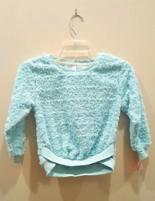Xhilaration 女孩薄荷绿色模糊柔软漩涡长袖套衫衬衫,XS    — 第 1/2 张图片