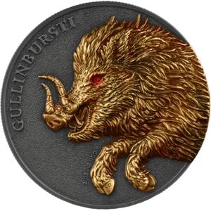 Silbermünze 2 oz Germania Mint Beasts Gullinbursti 2025 Double High Relief 999 - Bild 1 von 7