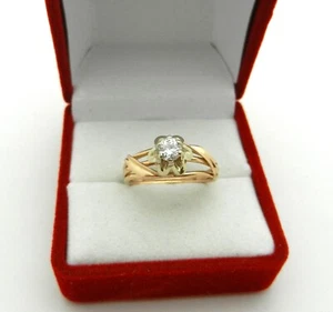 Vintage Solid 14K Rose Gold Tulip Setting 0.25ct Solitaire Diamond Ring size 5.5 - Picture 1 of 12