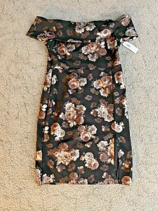 Premier Amour schulterfreies Damenkleid schwarz & goldfarben Blumenmuster Größe 16 - Bild 1 von 5