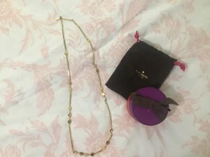 Kate Spade Gold Dot Line Scatter Station Necklace Long 32” Gift Box Dust Bag EUC - Picture 1 of 4