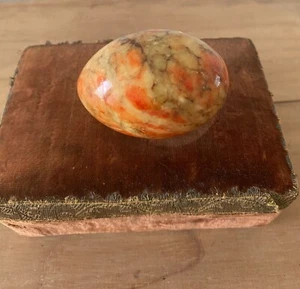 Vintage Alabaster Egg Orange Brown and Gold Swirling Tones - Picture 1 of 4