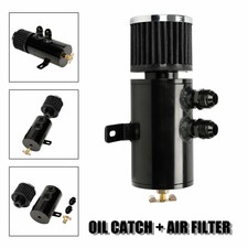 Black Aluminum 10AN Oil Catch Can Reservoir Tank +Breather Filter Baffled Kit
