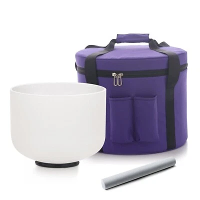 10"432Hz F Note Heart Chakra Crystal Singing Bowl with Carrier for Yoga W/Case