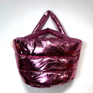 Neon Pink Metallic Handtasche Puffy Purse Happy Easter Basket 90s Y2K Medium Size - Bild 1 von 4