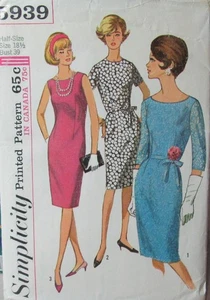 Vintage 60er Simplicity 5939 Damen halb Gr. 18 B39 Etuikleid elegant schmal Muster - Bild 1 von 2