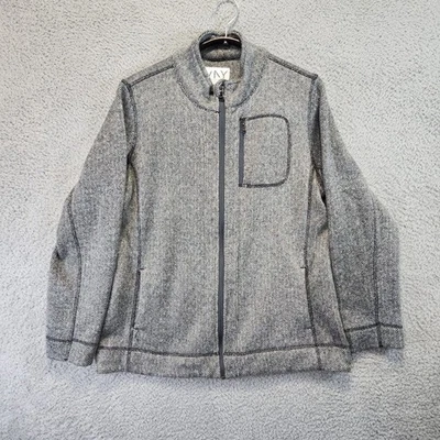 Marc New York Andrew Marc Mens L Gray Herringbone Zip Up Jacket Performance - Image 1 of 4