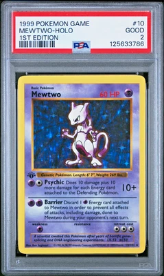 PSA 2 1999 Base Set 1ST EDITION Shadowless Mewtwo 10/102 Holo Foil Rare Pokemon - Image 1 of 2
