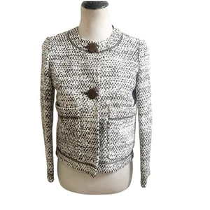 Lafayette 148 New York Tweed 2 Knopf Sakko Gr. Small braun elfenbein große Taschen - Bild 1 von 15