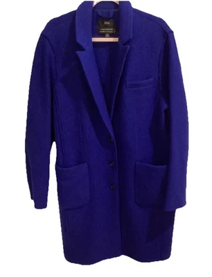 Abrigo/abrigo italiano de lana hervida J Crew talla 16 azul brillante bolsillo sin forro Foto 1 de 4