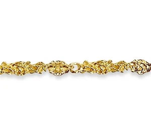 10k Solid Yellow Gold Handmade 5mm Nugget Link Bracelet, 10", Approx 13g - Picture 1 of 3