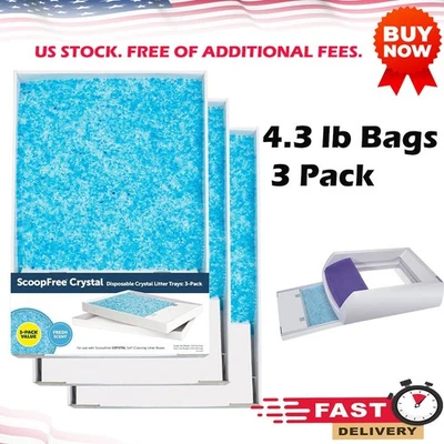 Refil de bandeja de areia para gatos ScoopFree by PetSafe cristal azul, 4,5 libras, contagem de 3 - Imagem 1 de 4