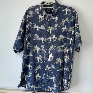 Nautica Herren Kurzarm Golf Muster Button Down Hemd Größe Large Blau - Bild 1 von 6