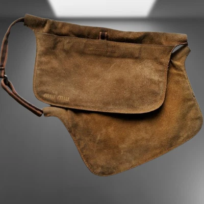 MIU MIU Cintura Furtivo Marrón Gamuza Auténtico Informal Damas Mujer Liso Foto 1 de 4