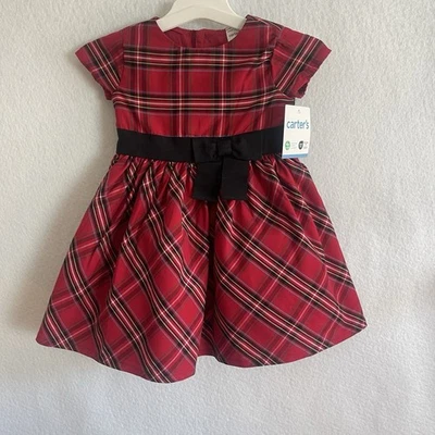 Vestido Carter's Navidad Bebé Niñas 2 Piezas Rojo a Cuadros Vacaciones Festivo con Ropa Interior Foto 1 de 4