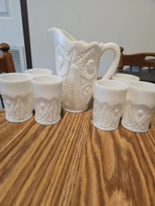 Jarra de vidrio de leche Valtec Kemple vintage y juego de 6 tazas diamante y estrella - Imagen 1 de 12