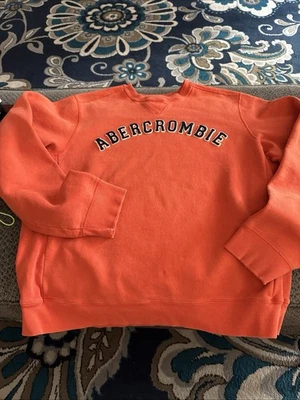 Vintage Abercrombie & Fitch Crewneck Sweatshirt Mens L Vtg Distressed Orange - Image 1 of 4