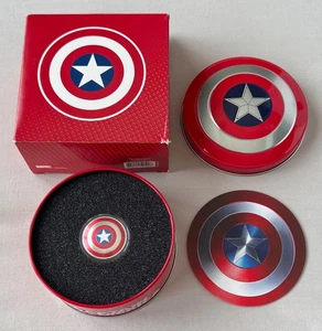 2019 Marvel CAPTAIN AMERICA Domed Shield 10g 999 Fine Silver Proof Coin COA;Z234 - Picture 1 of 8