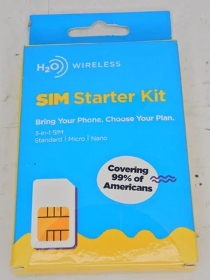 H20 Wireless SIM Starter Kit 3 In 1 SIM STANDARD MICRO NANO - Image 1 of 2