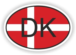 Denmark Country Code Oval Flag Sticker / Vinyl Waterproof Decals Graphics - Bild 1 von 1