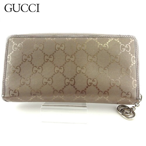 Gucci Portafoglio Lungo Donna Uomo Grigio Argento Cerniera Tonda