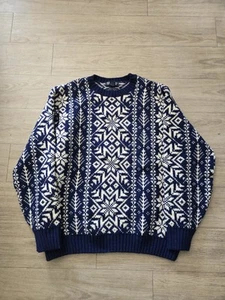 Land's End Mens Medium 38-40 Snowflake Wool Made in Scotland Sweater 100% Wool - Picture 1 of 5