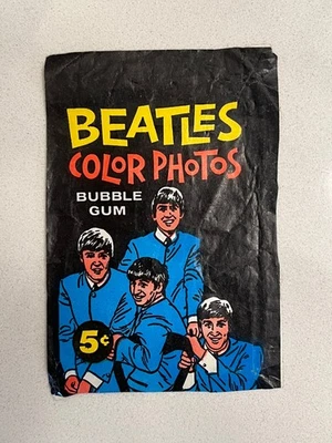 ORIGINAL 1964 TOPPS BEATLES COLOR PHOTOS WAX PACK GUM WRAPPER! - Image 1 of 2