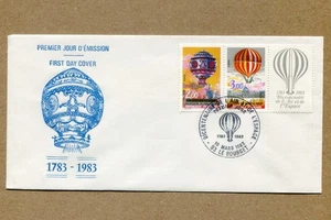 FRANCE , 2.00f, 3.00f. MONTGOLFIER HOT AIR BALLOON. 1983 FDC - Picture 1 of 2