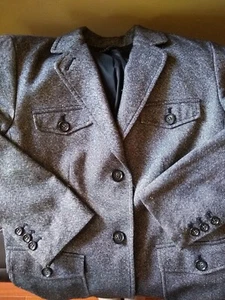 Talbots Damen Wollmischung Grau Tweed Klassisch 2-Knöpfe Blazer Größe 8 - Bild 1 von 4