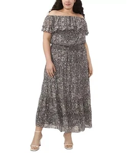 NWT Vince Camuto Pluz Size 1X Off-The-Shoulder Tiered Maxi Dress - Picture 1 of 8