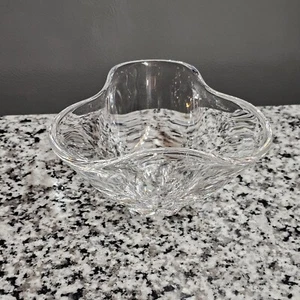 Vintage Art Glass Signed 3 5/8" x 6 1/4"" Steuben Ruffled Pinched Crystal Bowl - Picture 1 of 4