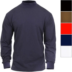 Turtleneck Warm High Collar Neck Uniform Top Long Sleeve Mock Shirt Sweater - Picture 1 of 18