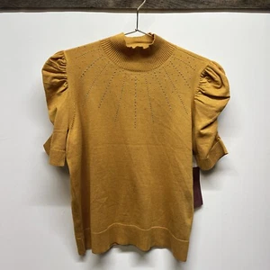 Love Scarlett Damen Puffärmel Bluse Shirt Strick Strass Detail Gold Staub - Bild 1 von 14