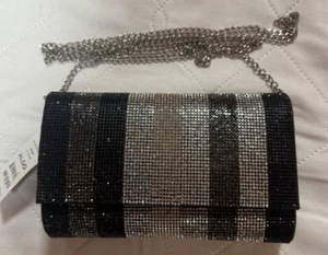Pochette borsa da sera Aldo nera e argento "Mitsou" nuova con etichette - Foto 1 di 3