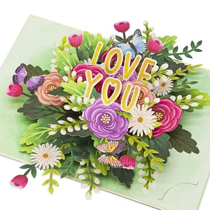 Valentine Pop Up Cards, Colorful Roses, Love You, Happy Birthday, Anniversary... - Picture 1 of 5