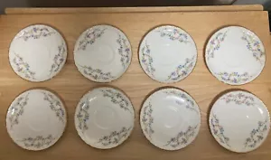 Pope Gosser Blue Belle With Gold Trim 8 Saucer Plates China Made in the USA - Picture 1 of 10