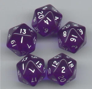 RPG Würfel 5er Set D20 - Translucent Blue - Bild 1 von 1