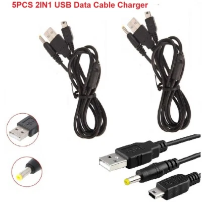 5pcs 2in1 Data Cable charger For Sony PSP Slim 2000 2001 2006 3000 3006 PSP-S110 - Image 1 of 4